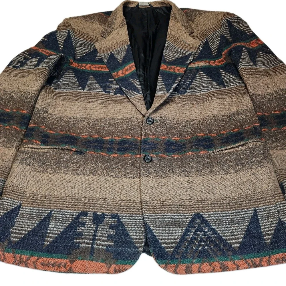 Vintage Falcone 44L Southwestern Blazer Wool USA Union Made Western 90s
